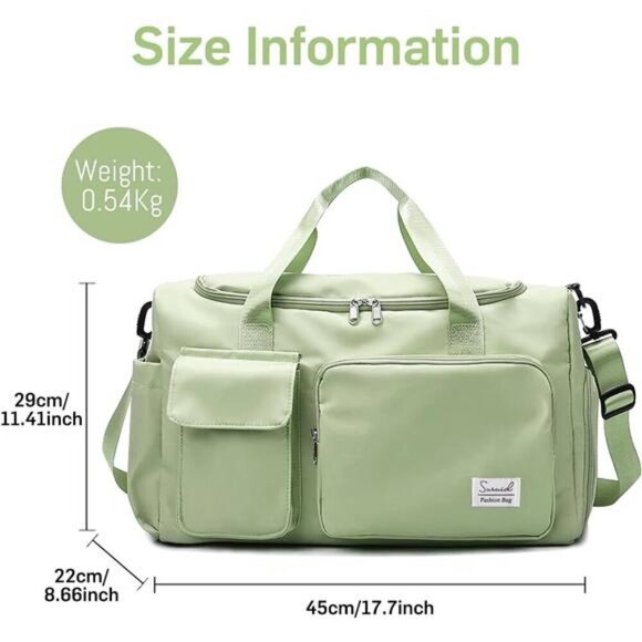 Sports Gym Bag with Shoes Compartment - Green - Picture 3 of 12